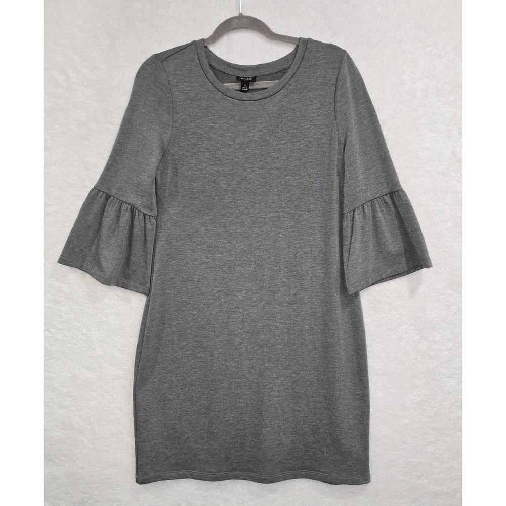 a.n.a. A New Approach Shirt Dress Women's Sz S Gray Pullover Bell Sleeve Stretch